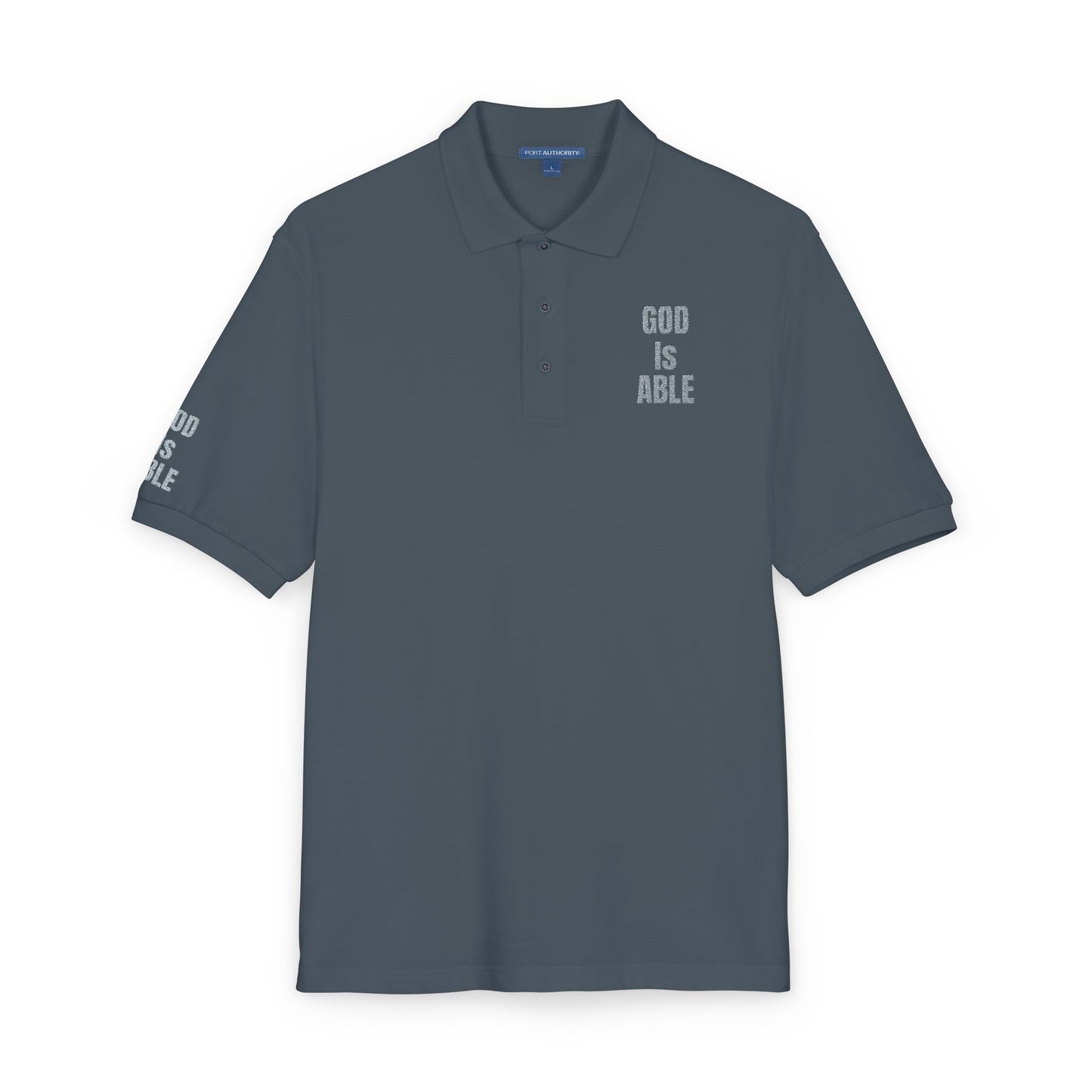 Inspirational Embroidered Polo Shirt - God is Able, Unisex Casual Wear, Perfect Gift for Faith, Daily Comfort, Church Events