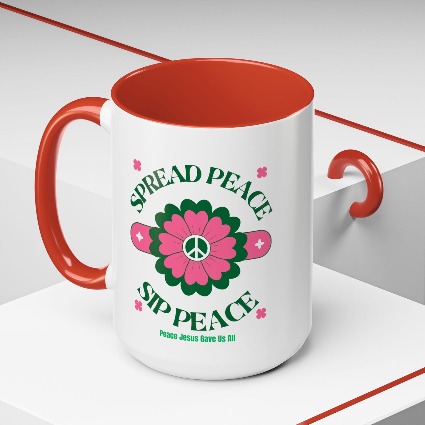 Accent Coffee Mug Ceramic Mug – Spread Peace & Sip Peace (11, 15oz)