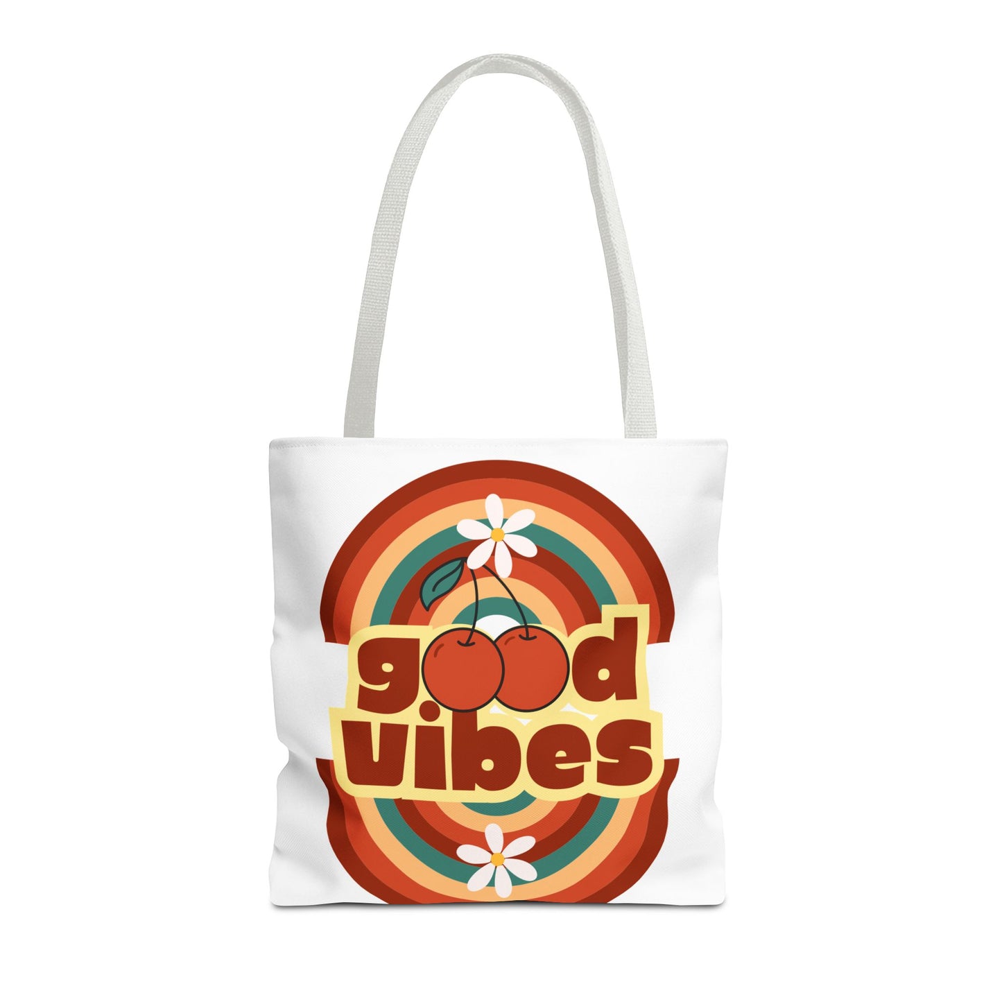 Good Vibes Retro Tote Bag, Chic Carryall, Perfect for Beach Days, Festivals, Everyday Use, Eco-Friendly Shopping