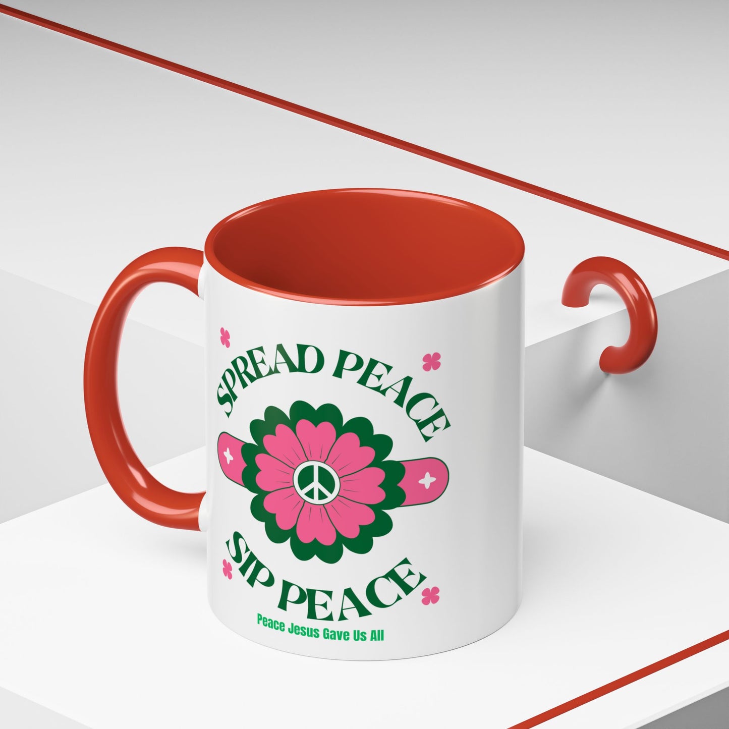 Accent Coffee Mug Ceramic Mug – Spread Peace & Sip Peace (11, 15oz)