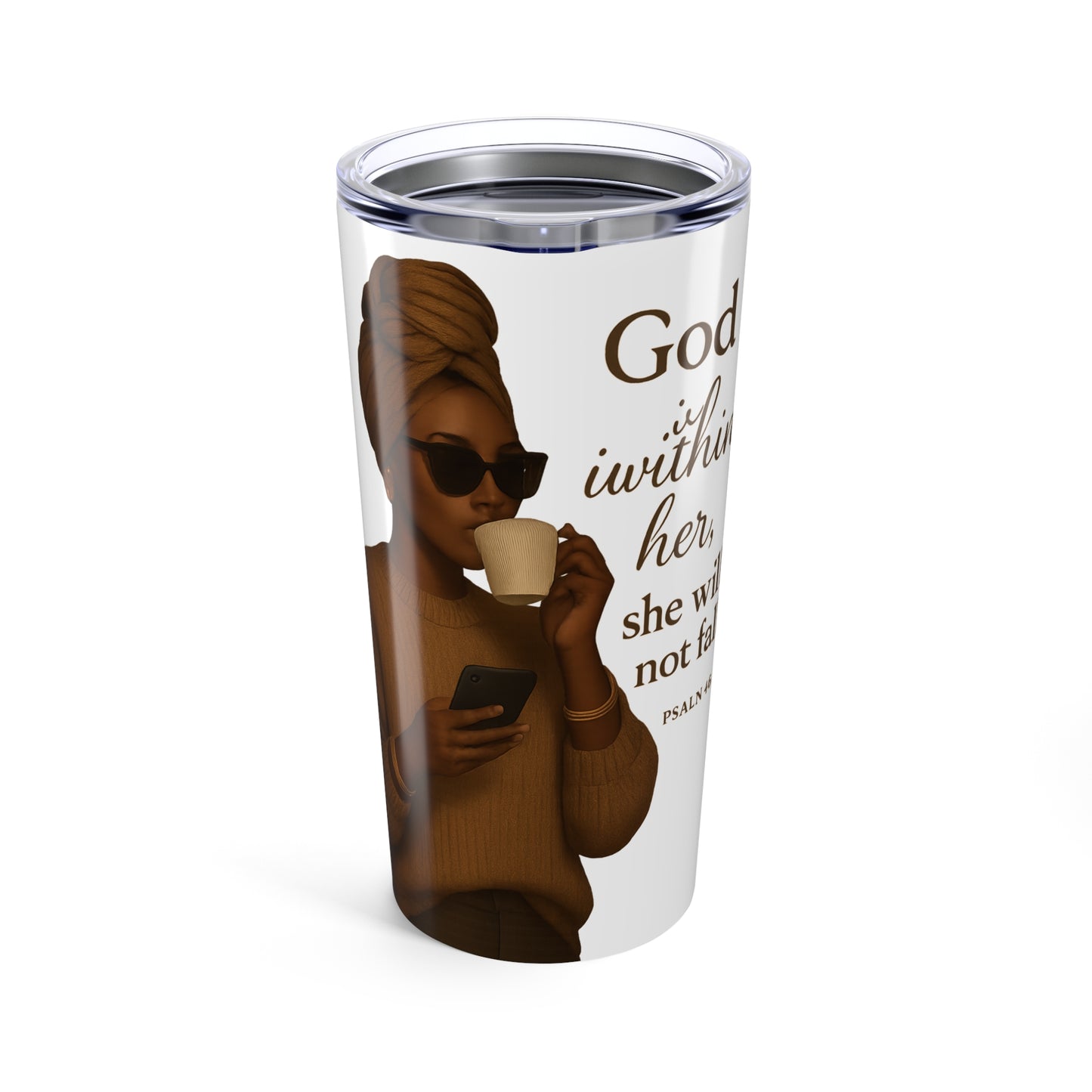 Inspirational 20oz Tumbler – God is Within Her | Motivational Gift for Women | Travel Mug, Coffee Cup, Self-Care Reminder
