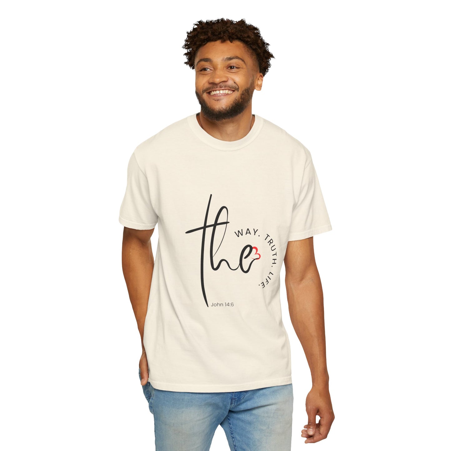 Faith-Inspired Garment-Dyed Tee – The Way, The Truth, The Life | Christian Apparel, Bible Verse T-Shirt, Religious Gift