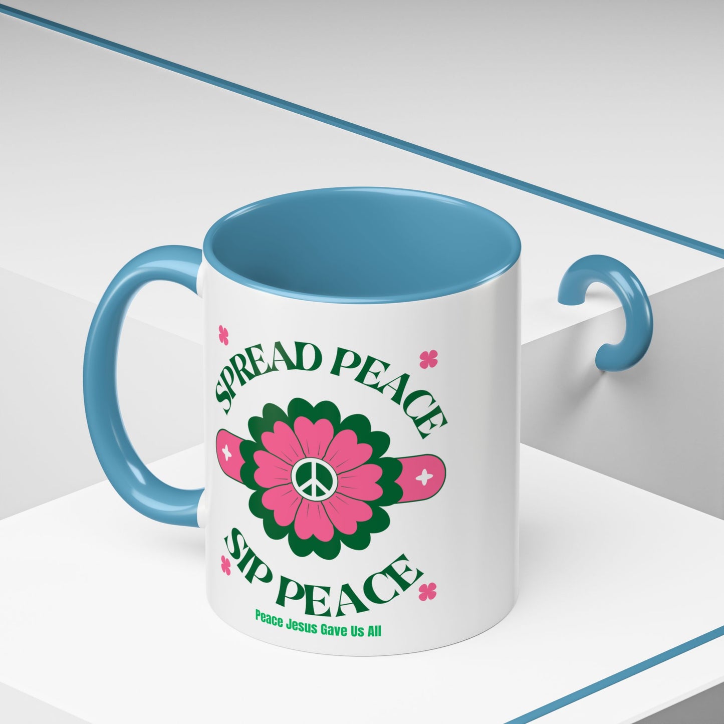 Accent Coffee Mug Ceramic Mug – Spread Peace & Sip Peace (11, 15oz)