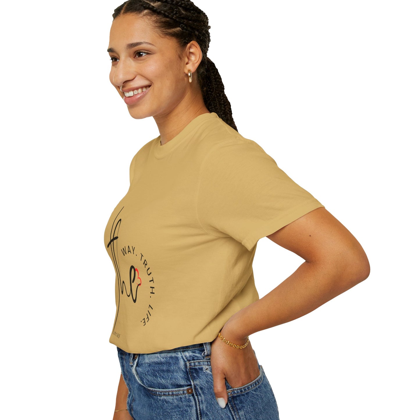 Faith-Inspired Garment-Dyed Tee – The Way, The Truth, The Life | Christian Apparel, Bible Verse T-Shirt, Religious Gift