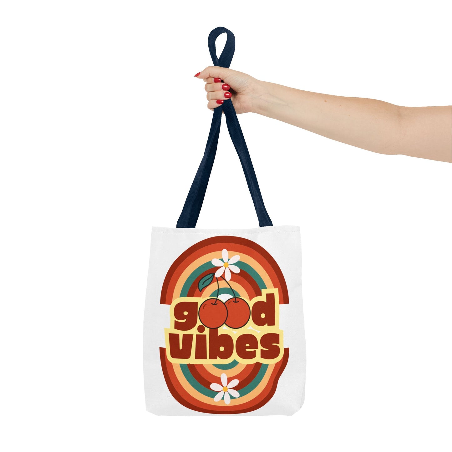 Good Vibes Retro Tote Bag, Chic Carryall, Perfect for Beach Days, Festivals, Everyday Use, Eco-Friendly Shopping