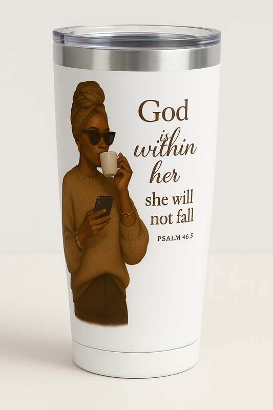 Inspirational 20oz Tumbler – God is Within Her | Motivational Gift for Women | Travel Mug, Coffee Cup, Self-Care Reminder