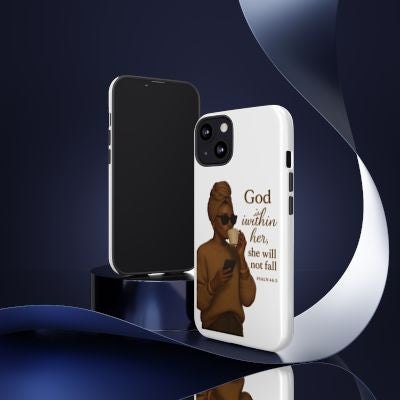 Inspirational Phone Case – God Is Within Her | Psalm 46:5 Christian Gift | Motivational Bible Verse Case for Women