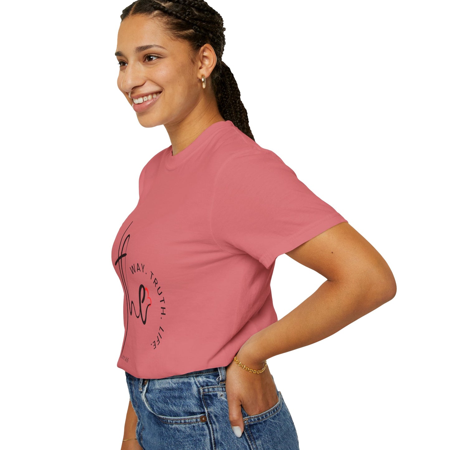 Faith-Inspired Garment-Dyed Tee – The Way, The Truth, The Life | Christian Apparel, Bible Verse T-Shirt, Religious Gift