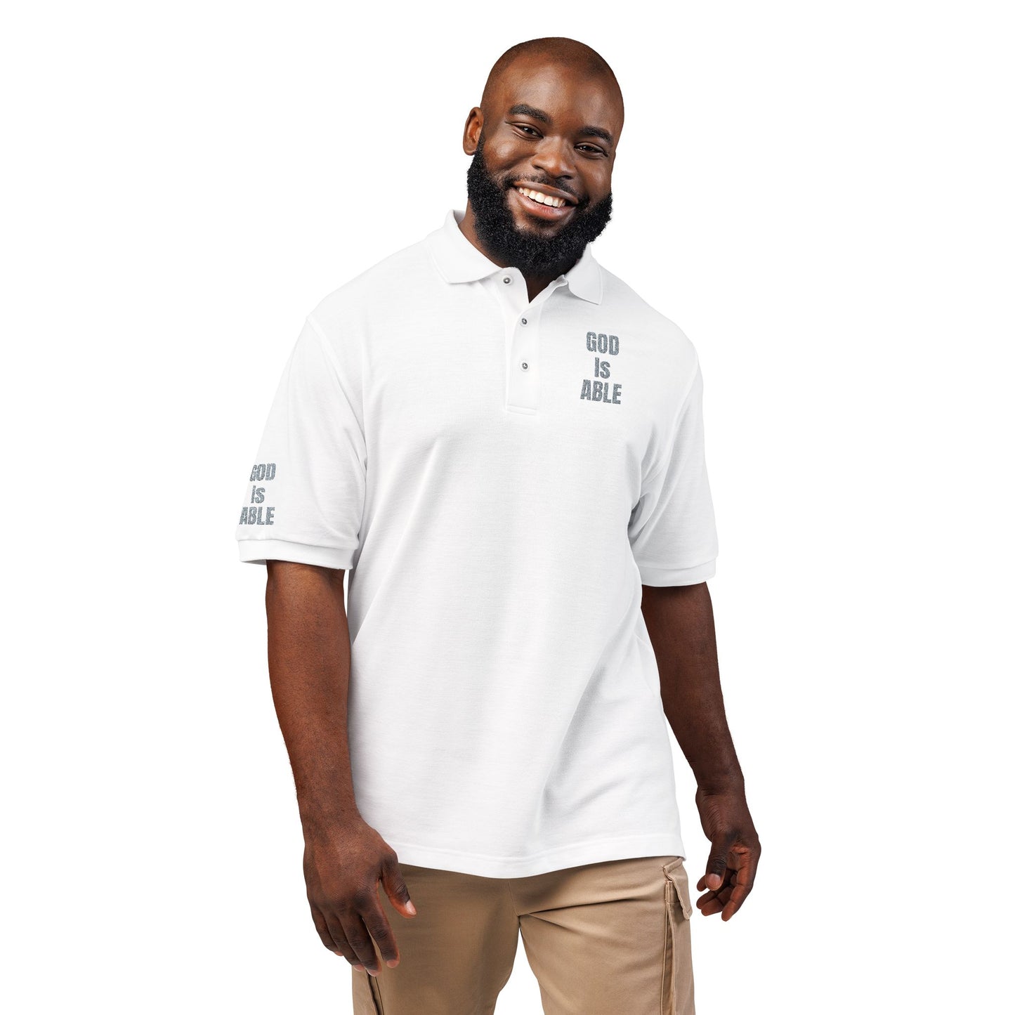 Inspirational Embroidered Polo Shirt - God is Able, Unisex Casual Wear, Perfect Gift for Faith, Daily Comfort, Church Events