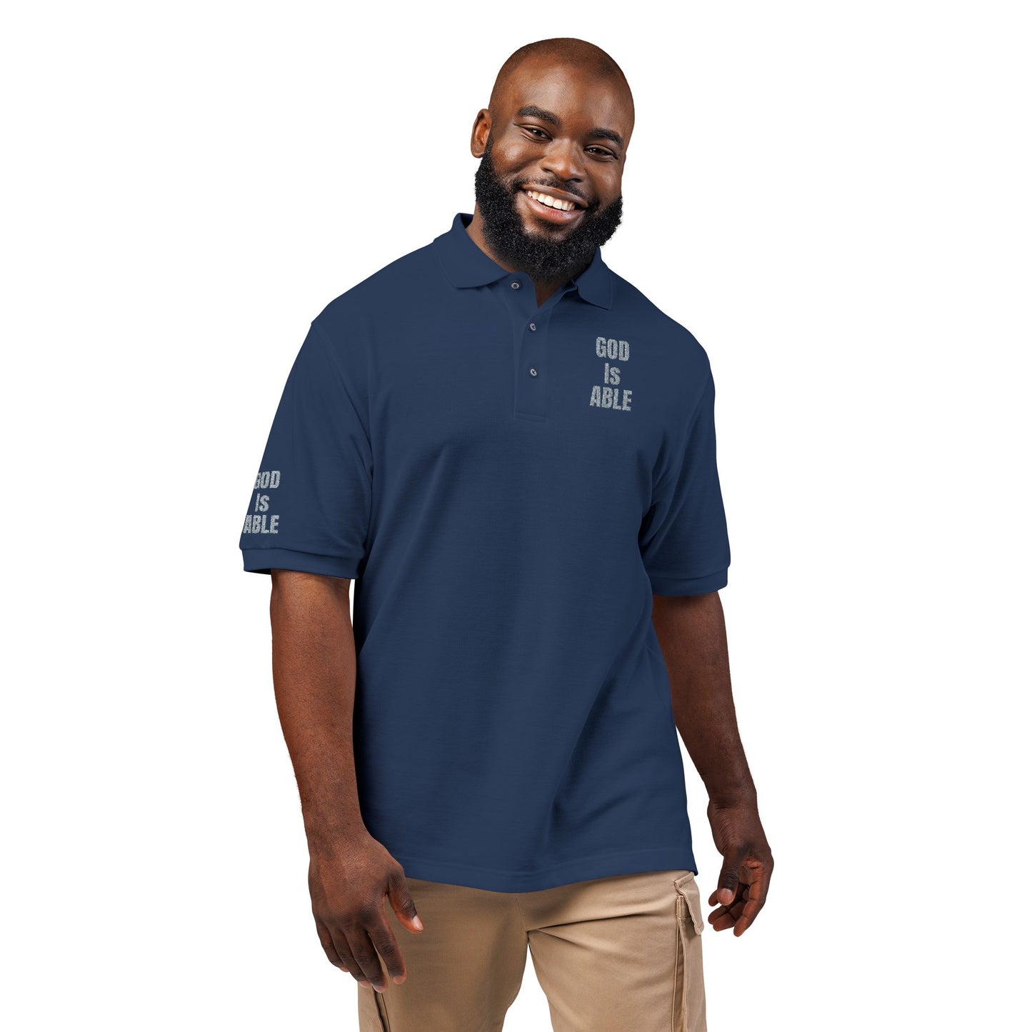 Inspirational Embroidered Polo Shirt - God is Able, Unisex Casual Wear, Perfect Gift for Faith, Daily Comfort, Church Events