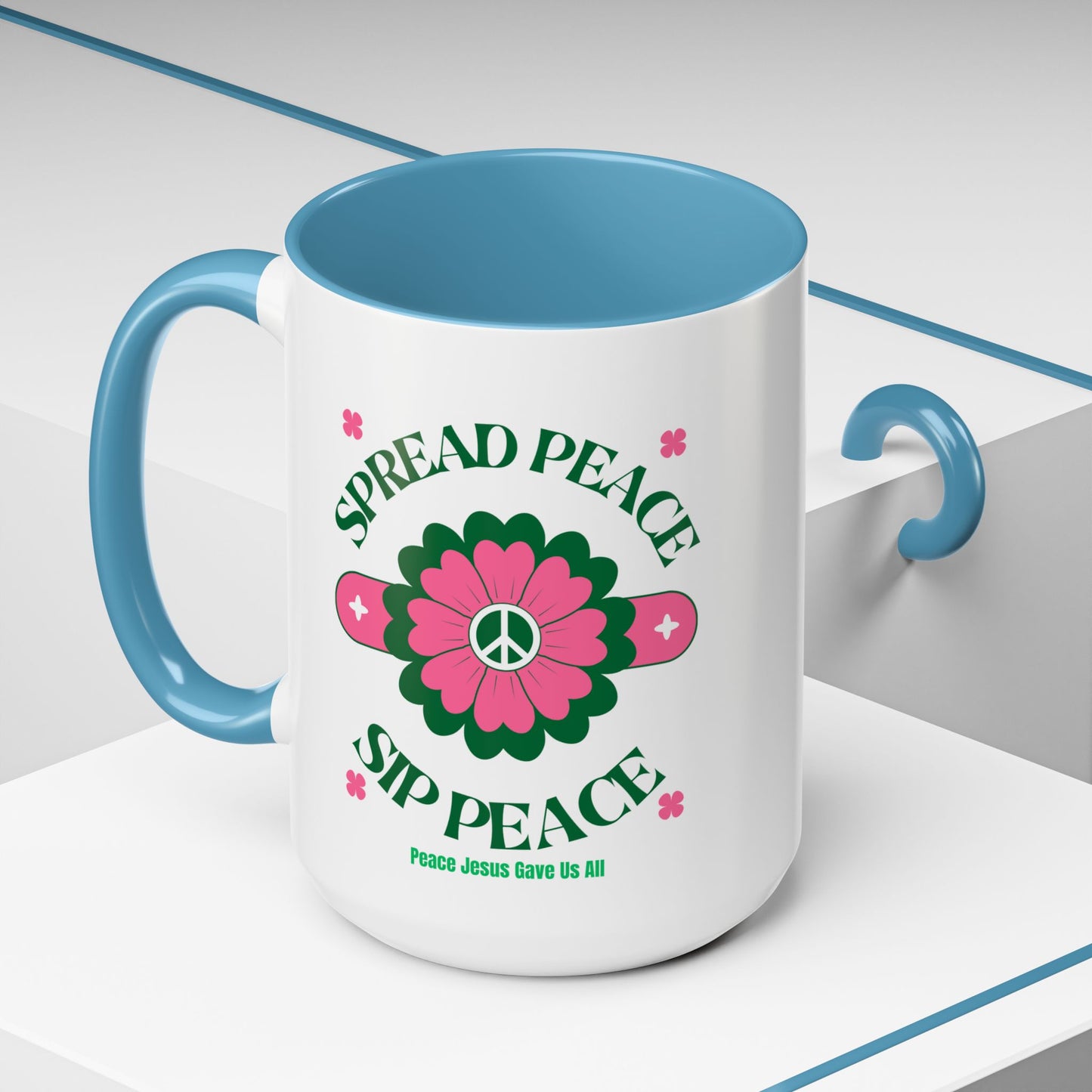 Accent Coffee Mug Ceramic Mug – Spread Peace & Sip Peace (11, 15oz)