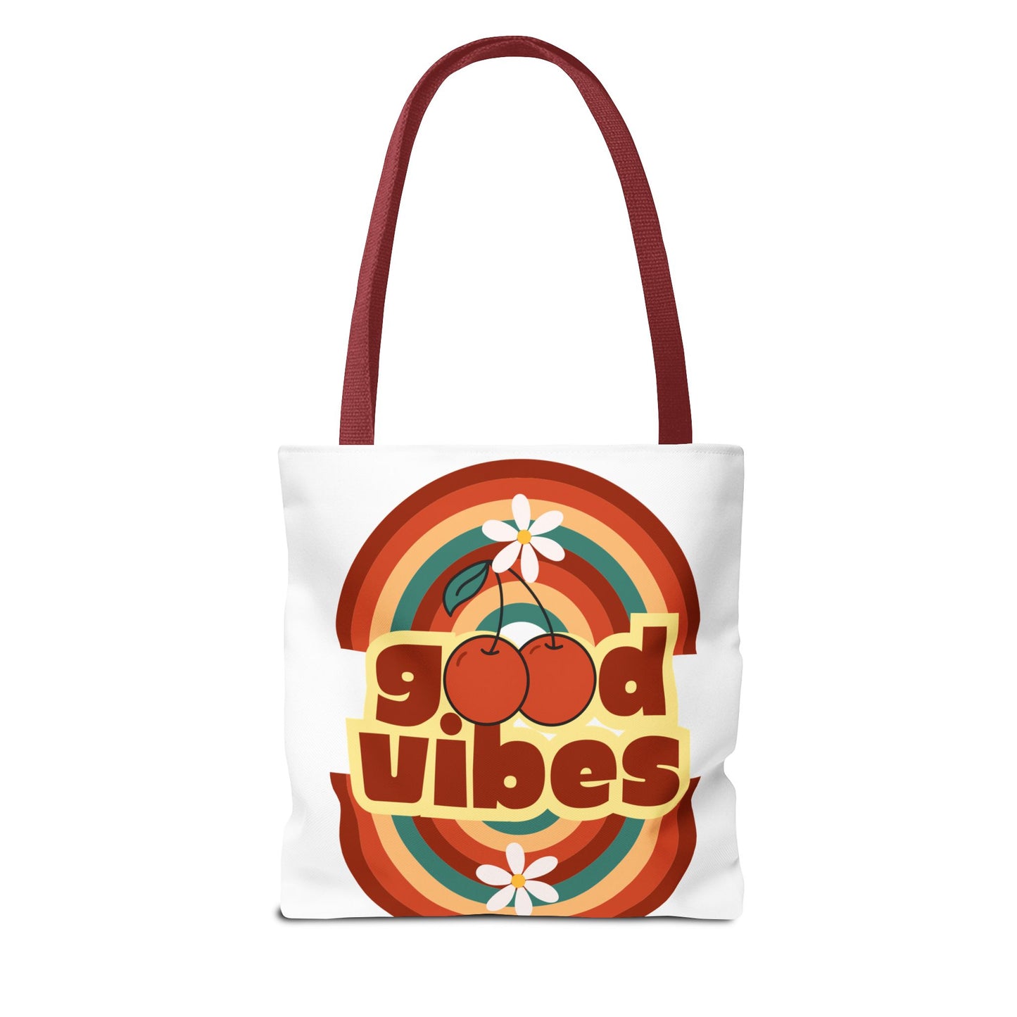 Good Vibes Retro Tote Bag, Chic Carryall, Perfect for Beach Days, Festivals, Everyday Use, Eco-Friendly Shopping