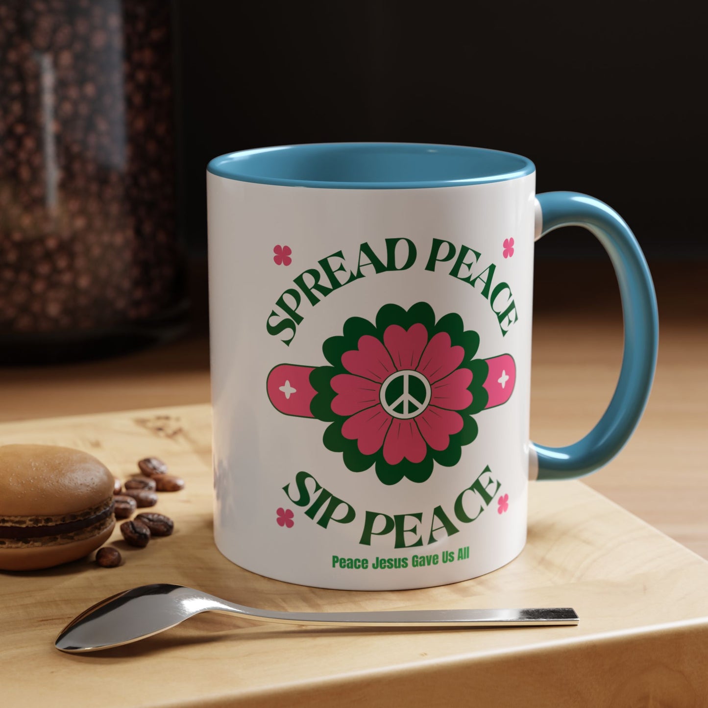 Accent Coffee Mug Ceramic Mug – Spread Peace & Sip Peace (11, 15oz)