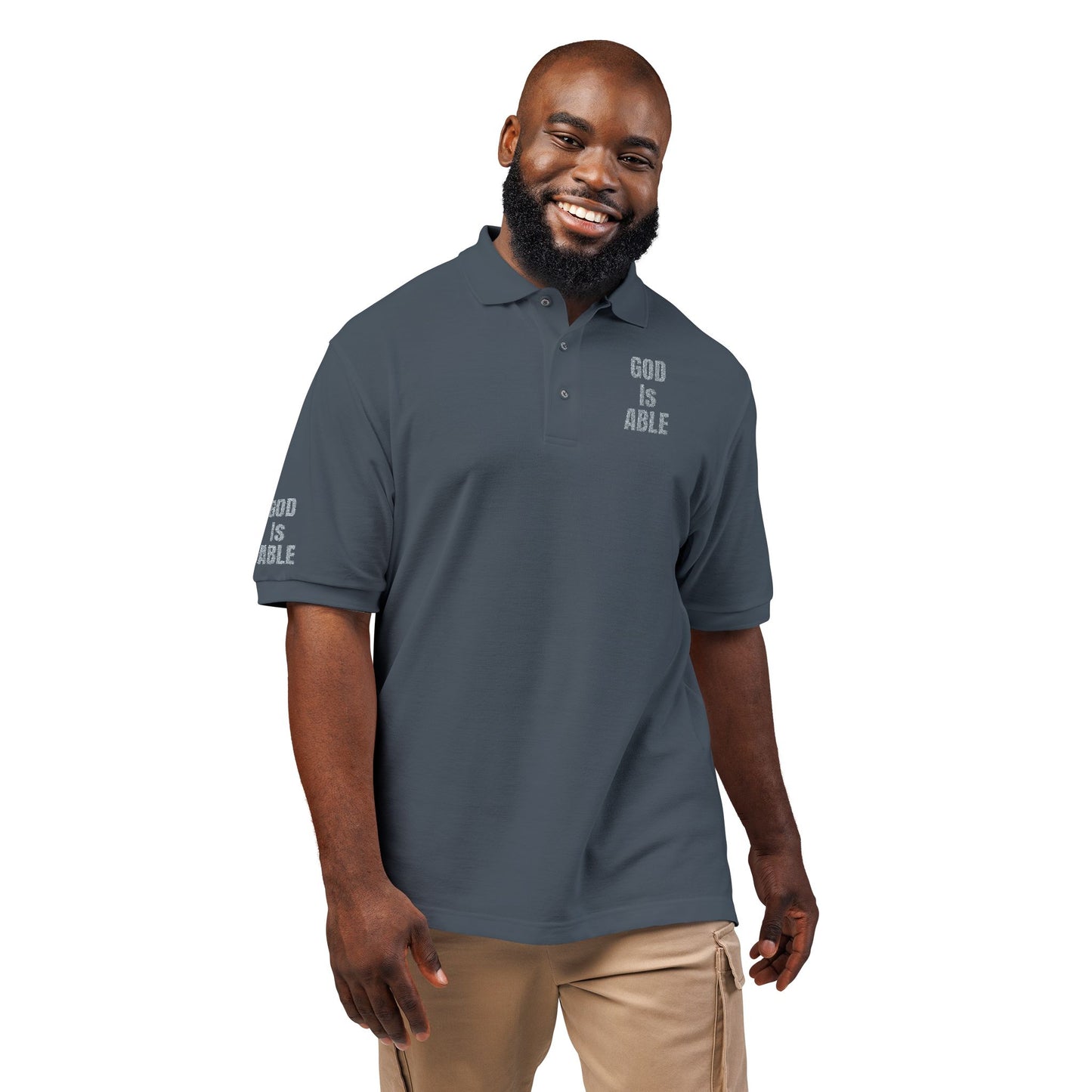 Inspirational Embroidered Polo Shirt - God is Able, Unisex Casual Wear, Perfect Gift for Faith, Daily Comfort, Church Events
