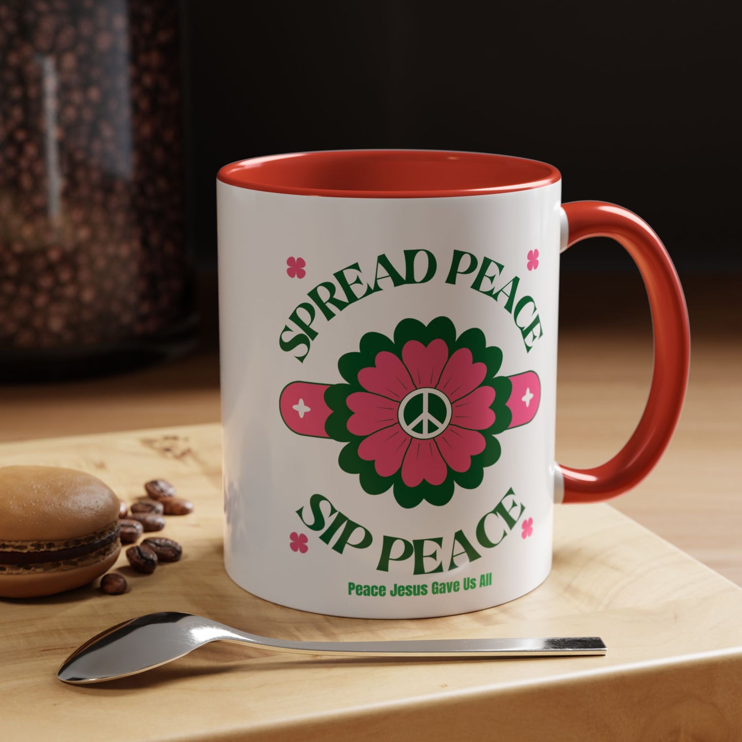 Accent Coffee Mug Ceramic Mug – Spread Peace & Sip Peace (11, 15oz)