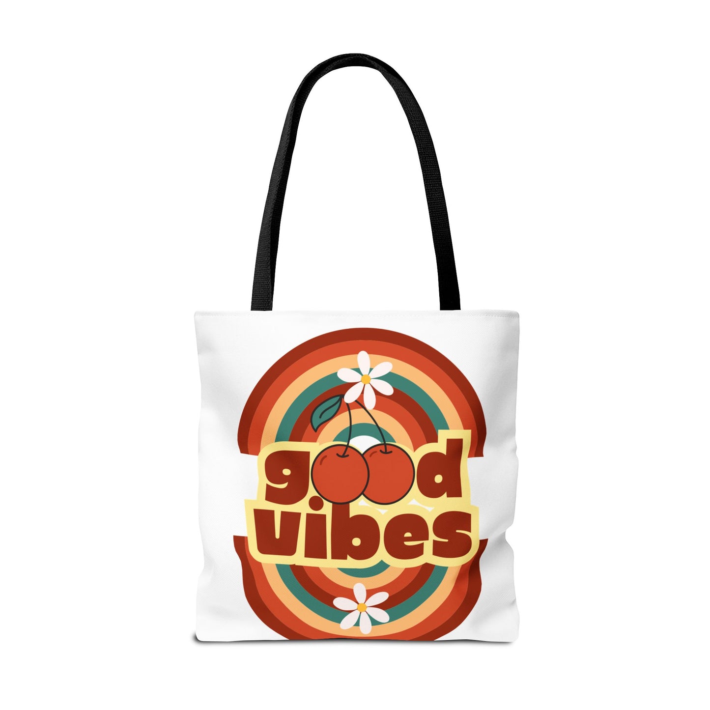 Good Vibes Retro Tote Bag, Chic Carryall, Perfect for Beach Days, Festivals, Everyday Use, Eco-Friendly Shopping