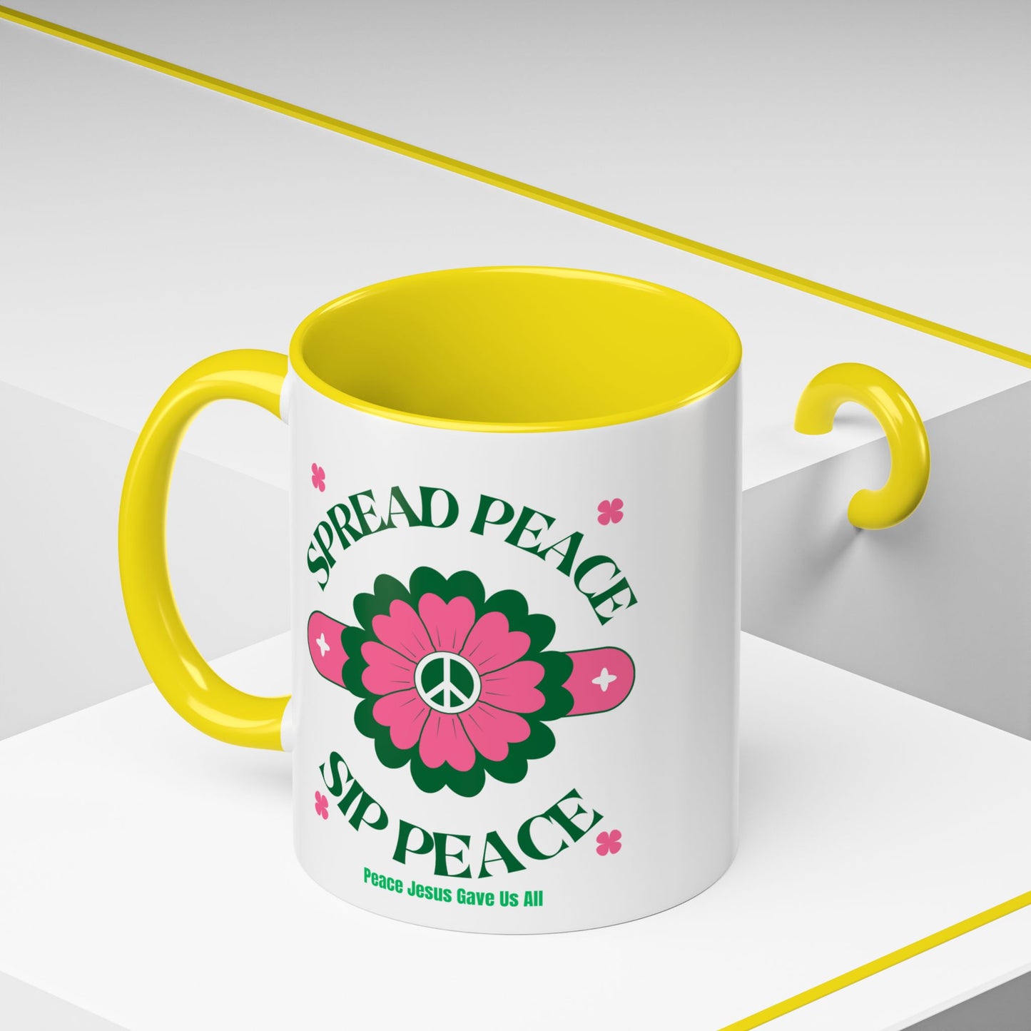 Accent Coffee Mug Ceramic Mug – Spread Peace & Sip Peace (11, 15oz)