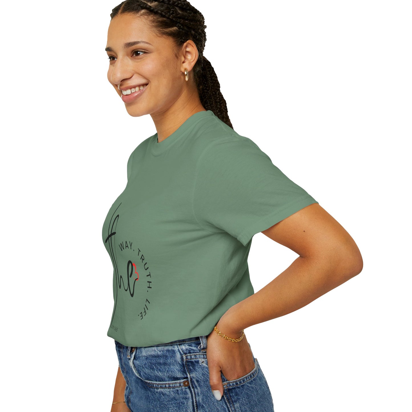 Faith-Inspired Garment-Dyed Tee – The Way, The Truth, The Life | Christian Apparel, Bible Verse T-Shirt, Religious Gift