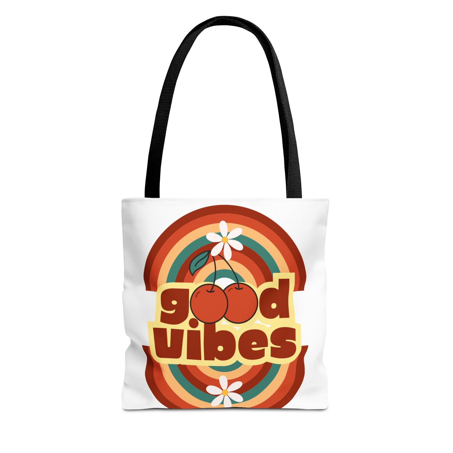 Good Vibes Retro Tote Bag, Chic Carryall, Perfect for Beach Days, Festivals, Everyday Use, Eco-Friendly Shopping