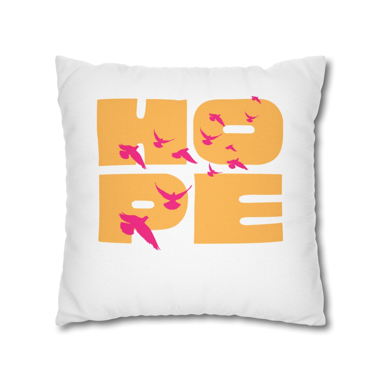 Hopeful Birds Square Pillowcase - Inspirational Home Decor, Cozy Cushion, Gift for Friends, Modern Living Room Accent, Motivational Decor