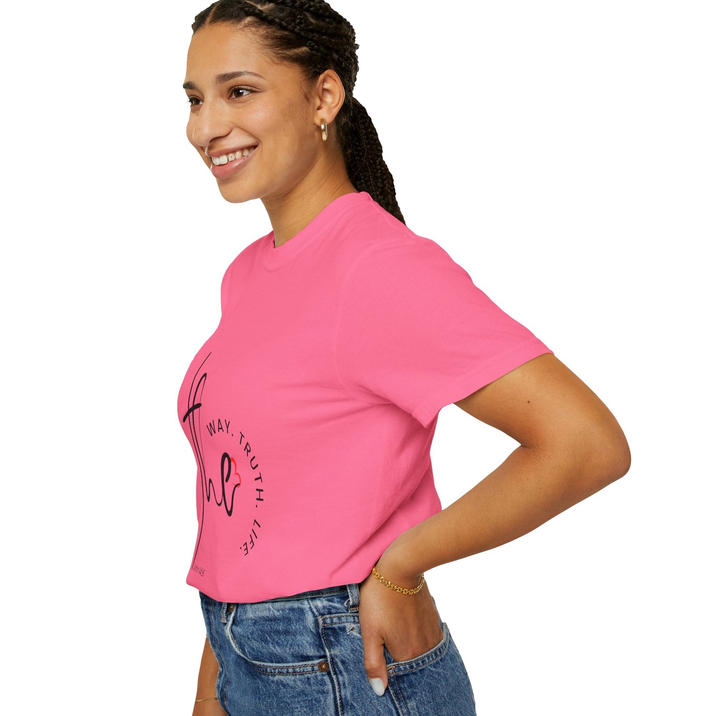 Faith-Inspired Garment-Dyed Tee – The Way, The Truth, The Life | Christian Apparel, Bible Verse T-Shirt, Religious Gift