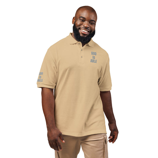 Inspirational Embroidered Polo Shirt - God is Able, Unisex Casual Wear, Perfect Gift for Faith, Daily Comfort, Church Events