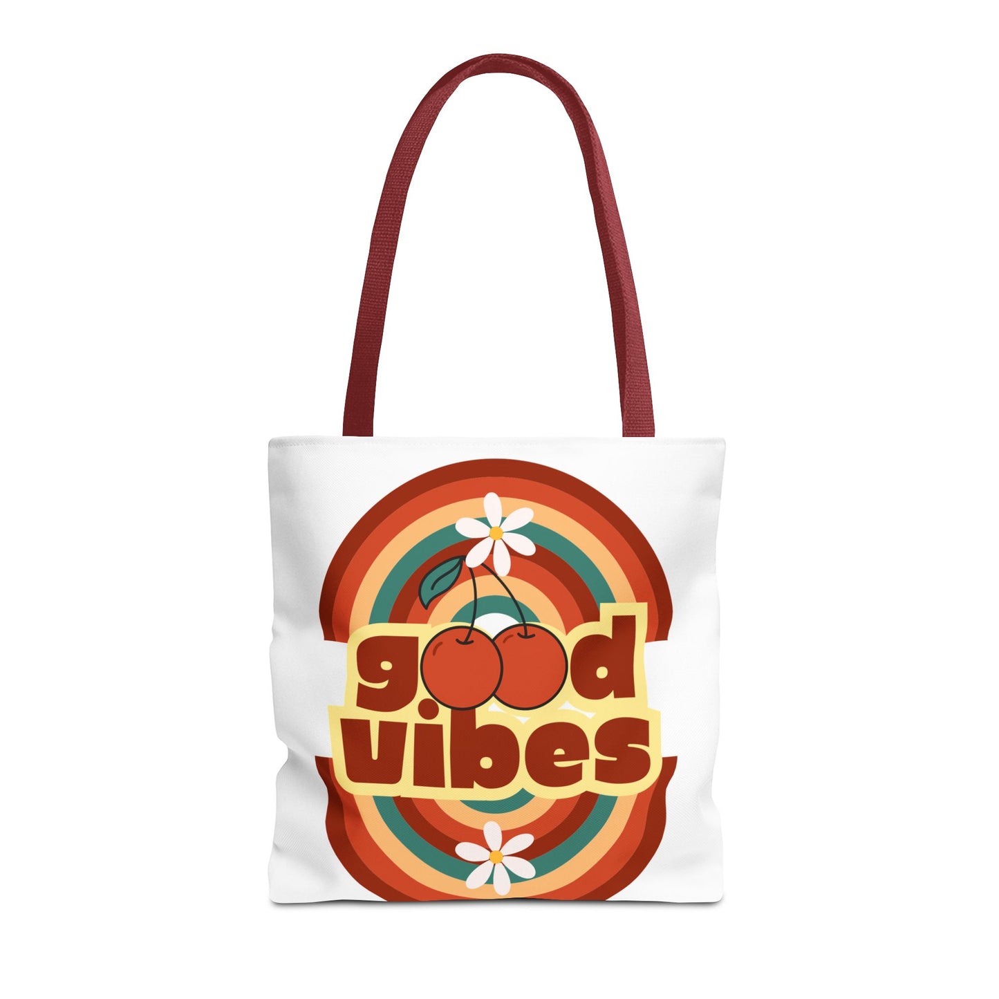 Good Vibes Retro Tote Bag, Chic Carryall, Perfect for Beach Days, Festivals, Everyday Use, Eco-Friendly Shopping