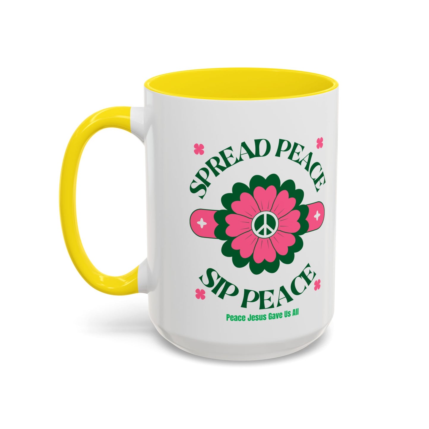 Accent Coffee Mug Ceramic Mug – Spread Peace & Sip Peace (11, 15oz)