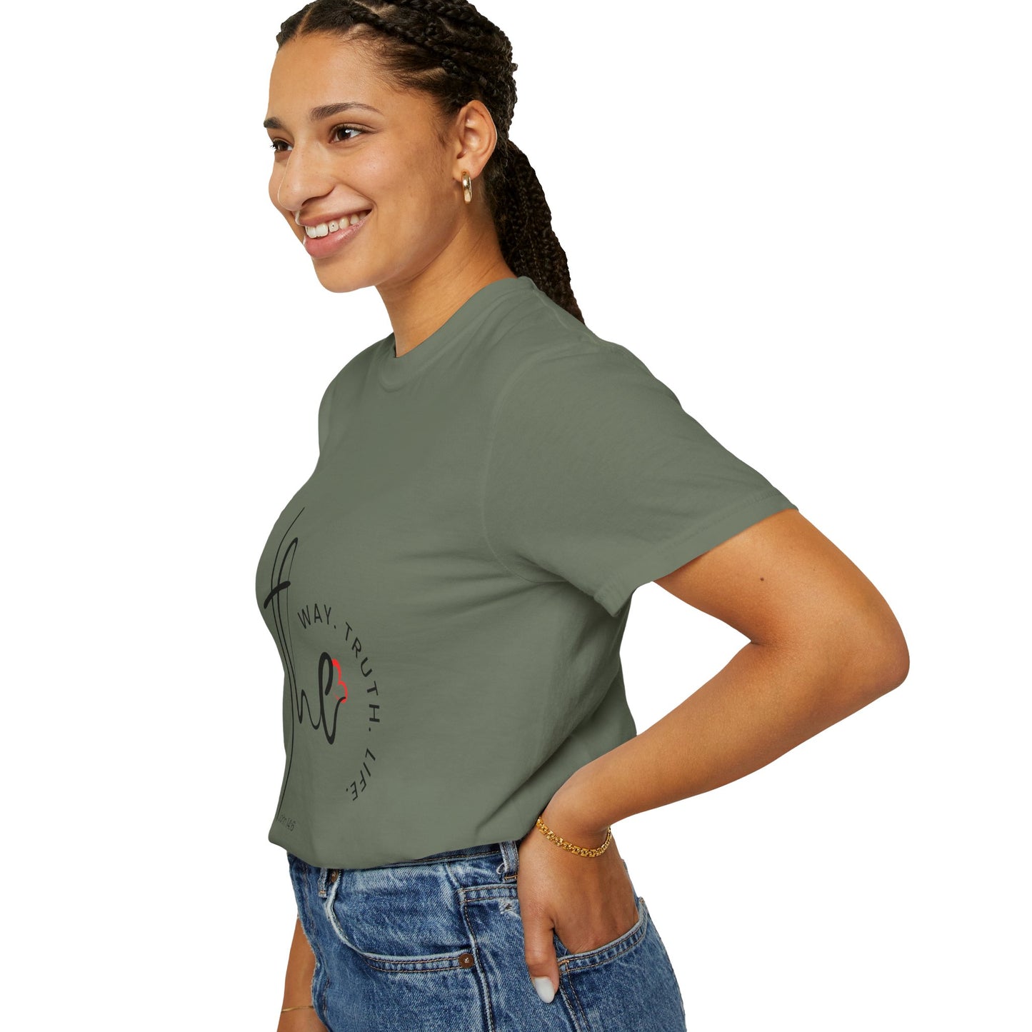 Faith-Inspired Garment-Dyed Tee – The Way, The Truth, The Life | Christian Apparel, Bible Verse T-Shirt, Religious Gift