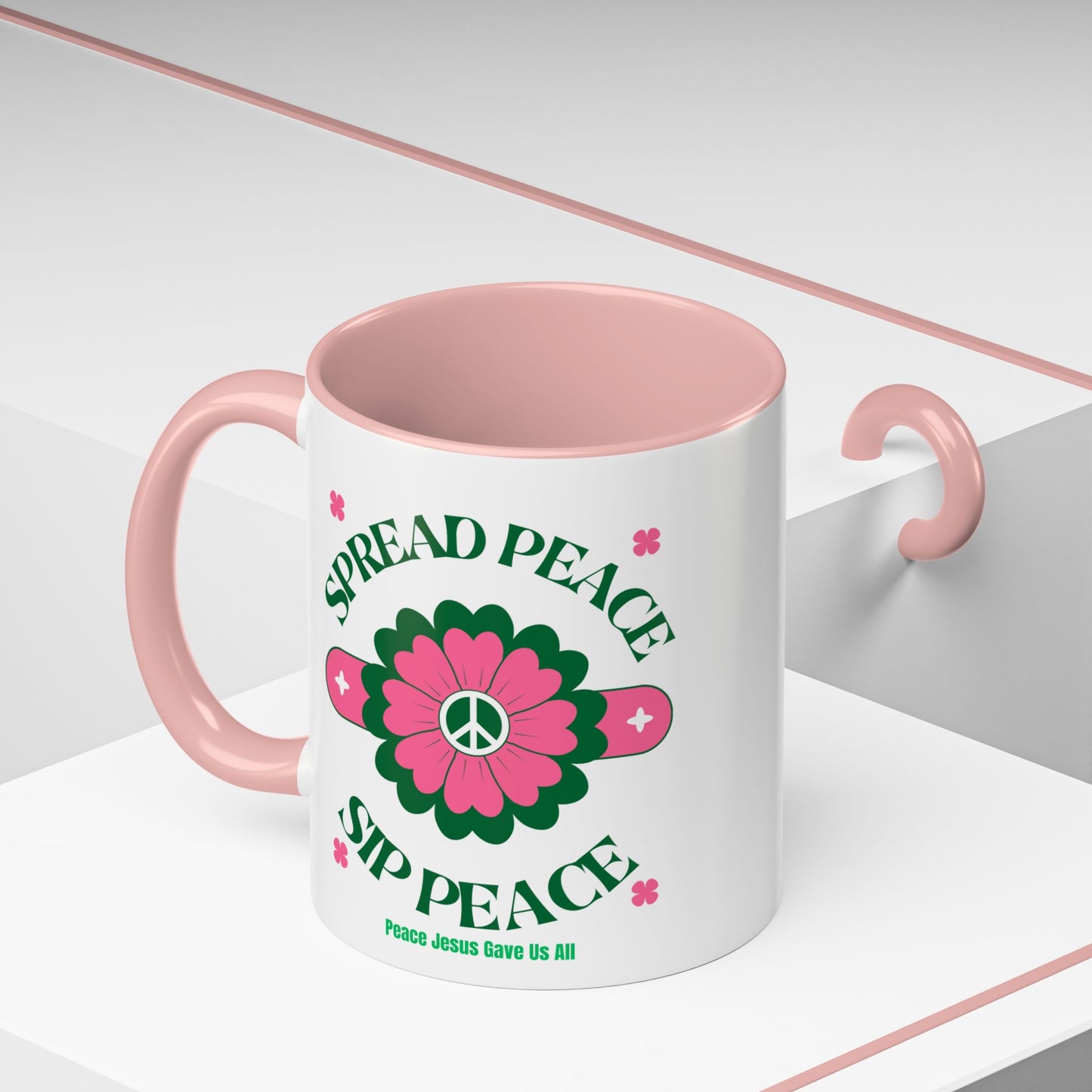 Accent Coffee Mug Ceramic Mug – Spread Peace & Sip Peace (11, 15oz)