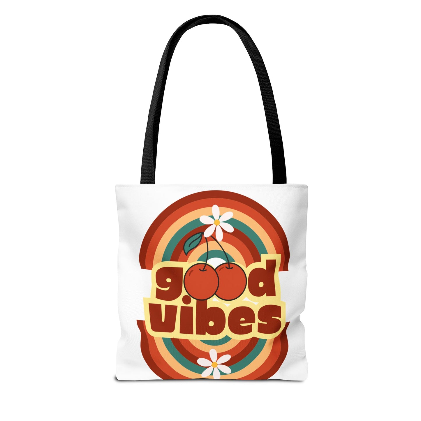 Good Vibes Retro Tote Bag, Chic Carryall, Perfect for Beach Days, Festivals, Everyday Use, Eco-Friendly Shopping