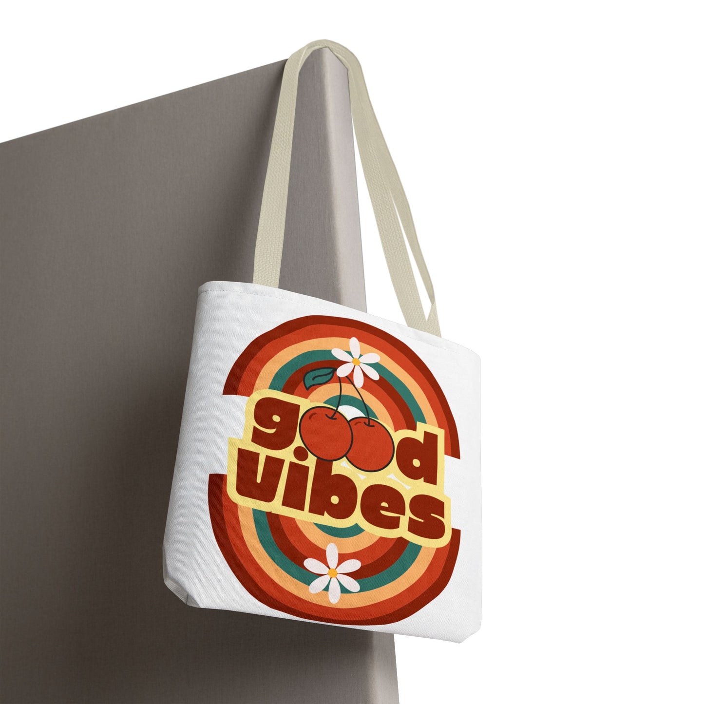 Good Vibes Retro Tote Bag, Chic Carryall, Perfect for Beach Days, Festivals, Everyday Use, Eco-Friendly Shopping
