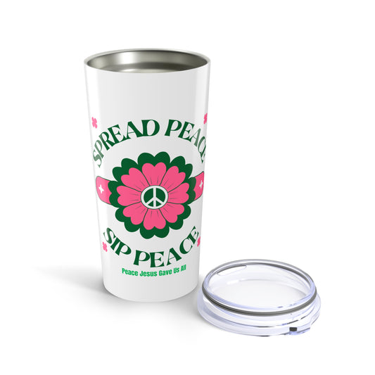 Peaceful Floral Tumbler | 20oz Travel Cup for Inspirational Sips, Perfect Gift for Teachers, Friends, Spiritual Gifts, Coffee Lovers