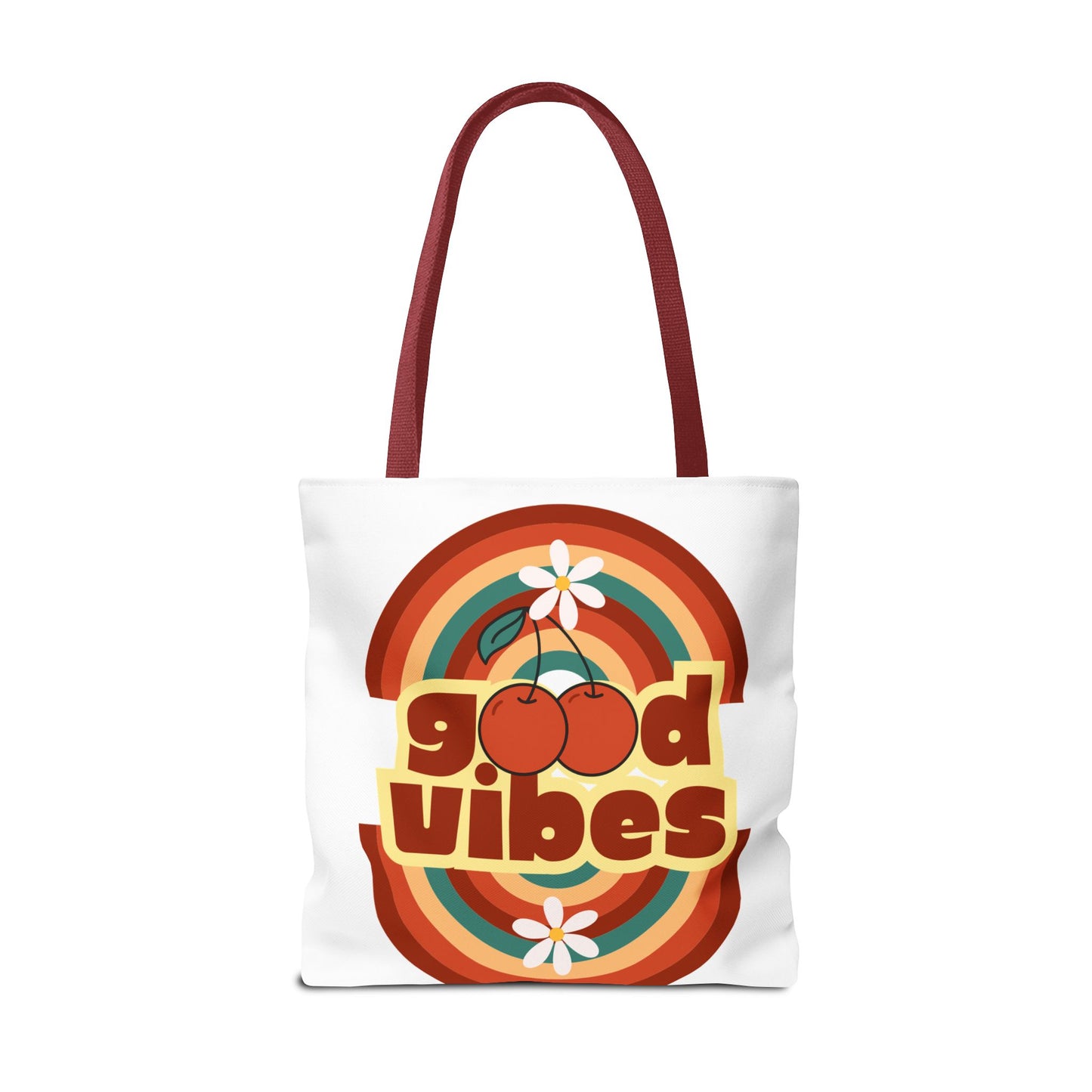 Good Vibes Retro Tote Bag, Chic Carryall, Perfect for Beach Days, Festivals, Everyday Use, Eco-Friendly Shopping