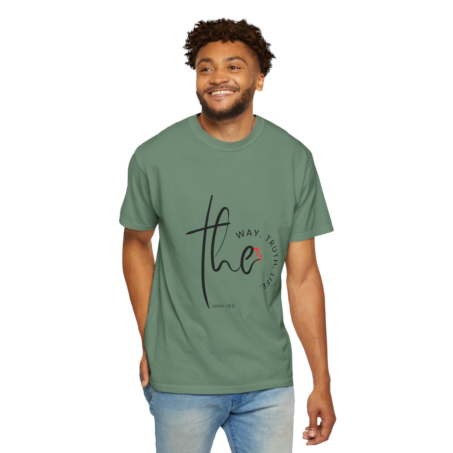 Faith-Inspired Garment-Dyed Tee – The Way, The Truth, The Life | Christian Apparel, Bible Verse T-Shirt, Religious Gift