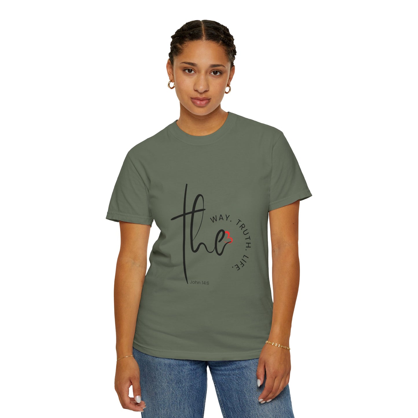 Faith-Inspired Garment-Dyed Tee – The Way, The Truth, The Life | Christian Apparel, Bible Verse T-Shirt, Religious Gift