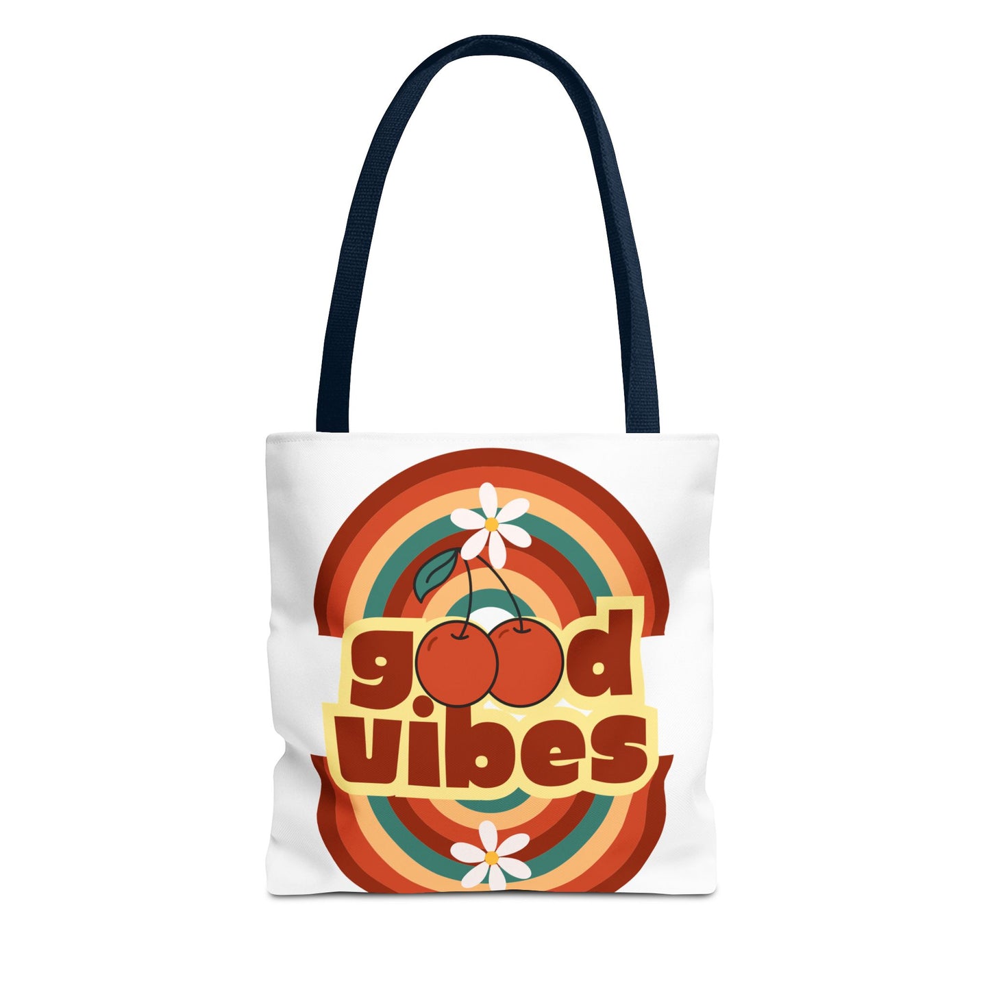 Good Vibes Retro Tote Bag, Chic Carryall, Perfect for Beach Days, Festivals, Everyday Use, Eco-Friendly Shopping