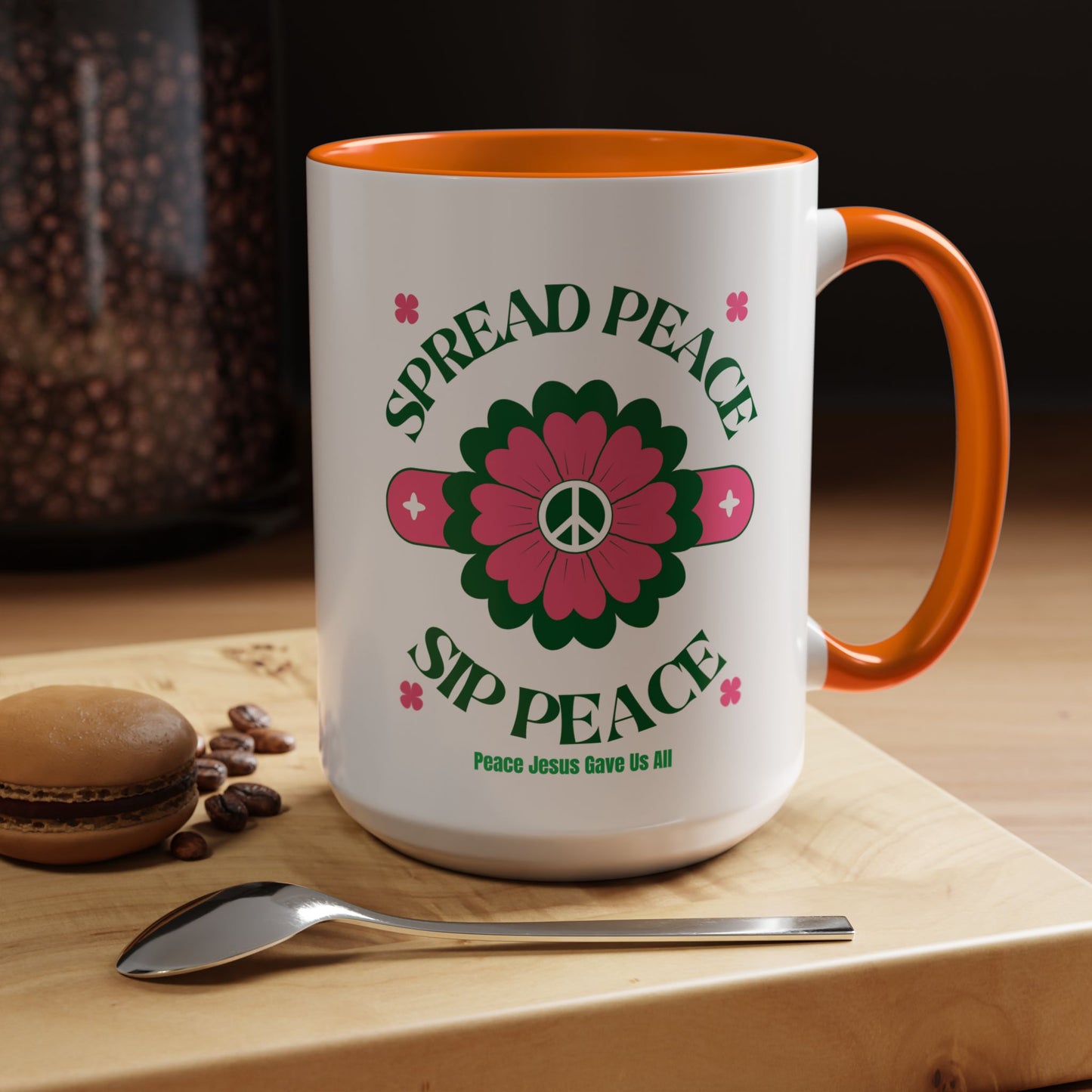 Accent Coffee Mug Ceramic Mug – Spread Peace & Sip Peace (11, 15oz)