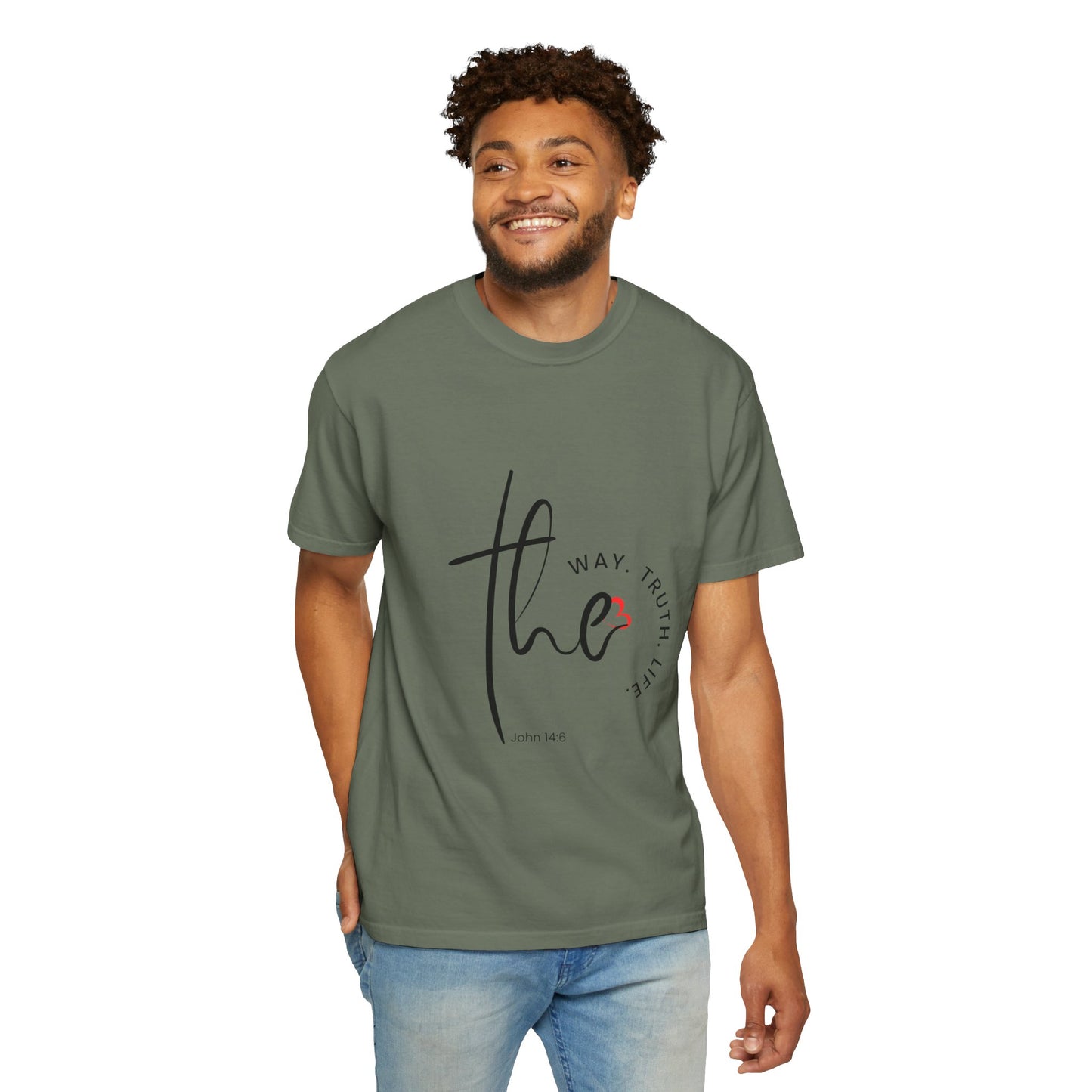 Faith-Inspired Garment-Dyed Tee – The Way, The Truth, The Life | Christian Apparel, Bible Verse T-Shirt, Religious Gift