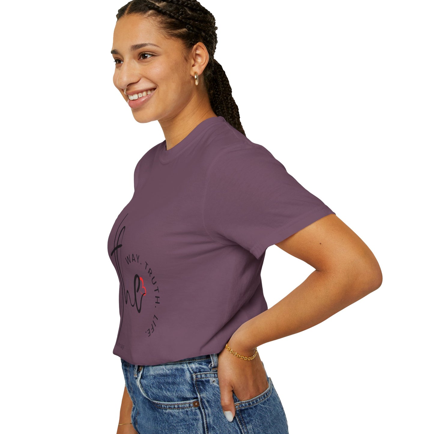 Faith-Inspired Garment-Dyed Tee – The Way, The Truth, The Life | Christian Apparel, Bible Verse T-Shirt, Religious Gift