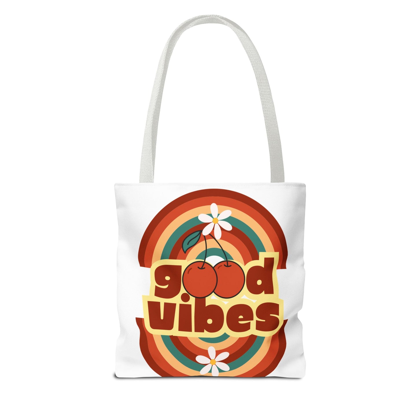 Good Vibes Retro Tote Bag, Chic Carryall, Perfect for Beach Days, Festivals, Everyday Use, Eco-Friendly Shopping