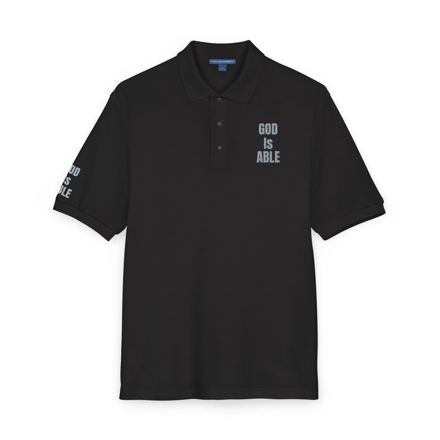 Inspirational Embroidered Polo Shirt - God is Able, Unisex Casual Wear, Perfect Gift for Faith, Daily Comfort, Church Events