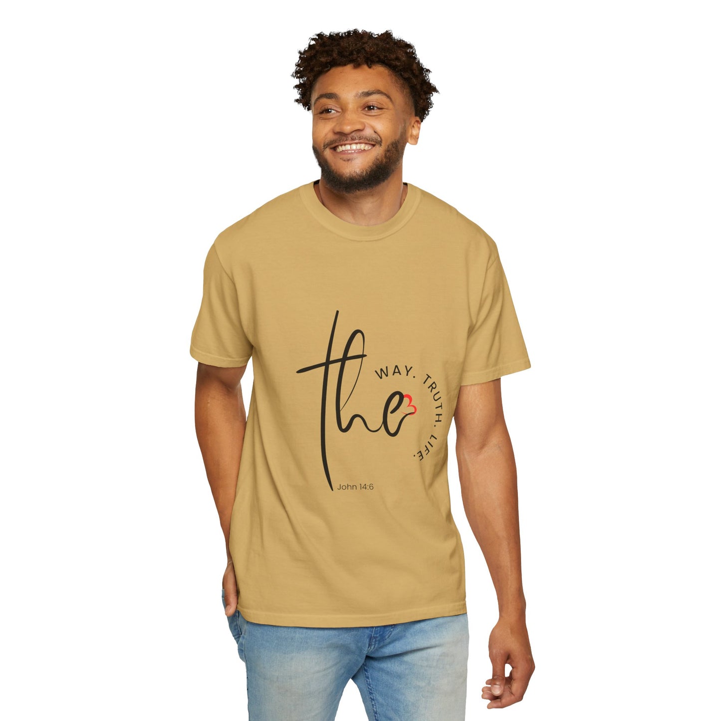 Faith-Inspired Garment-Dyed Tee – The Way, The Truth, The Life | Christian Apparel, Bible Verse T-Shirt, Religious Gift