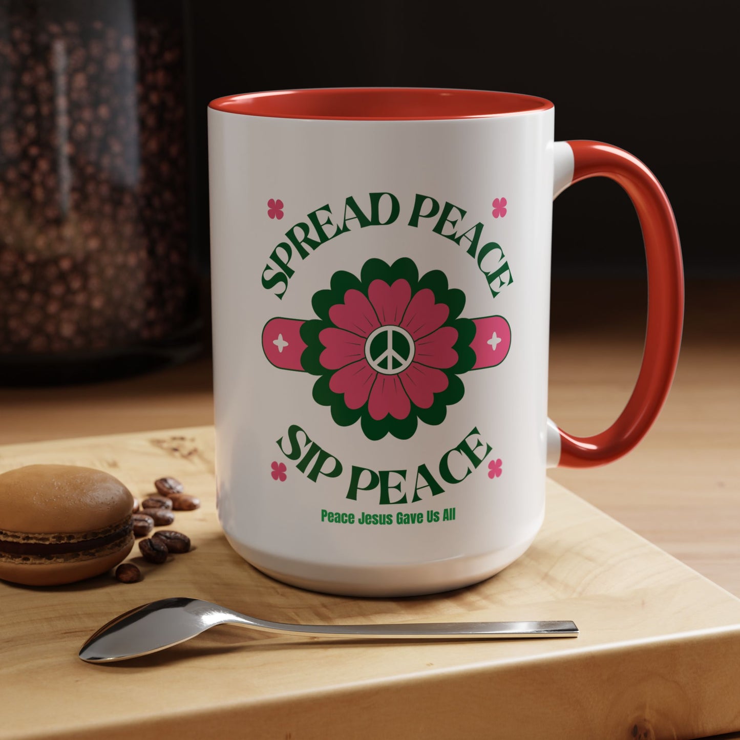 Accent Coffee Mug Ceramic Mug – Spread Peace & Sip Peace (11, 15oz)