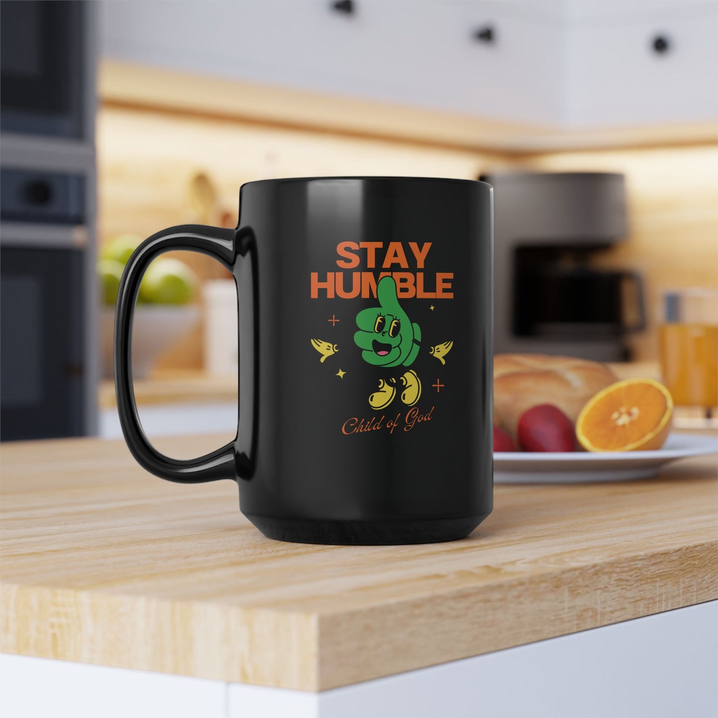 Stay Humble Black Mug, Encouraging Coffee Cup, Gift for Friends, Motivational Drinkware, Inspirational Mug for Everyday Use