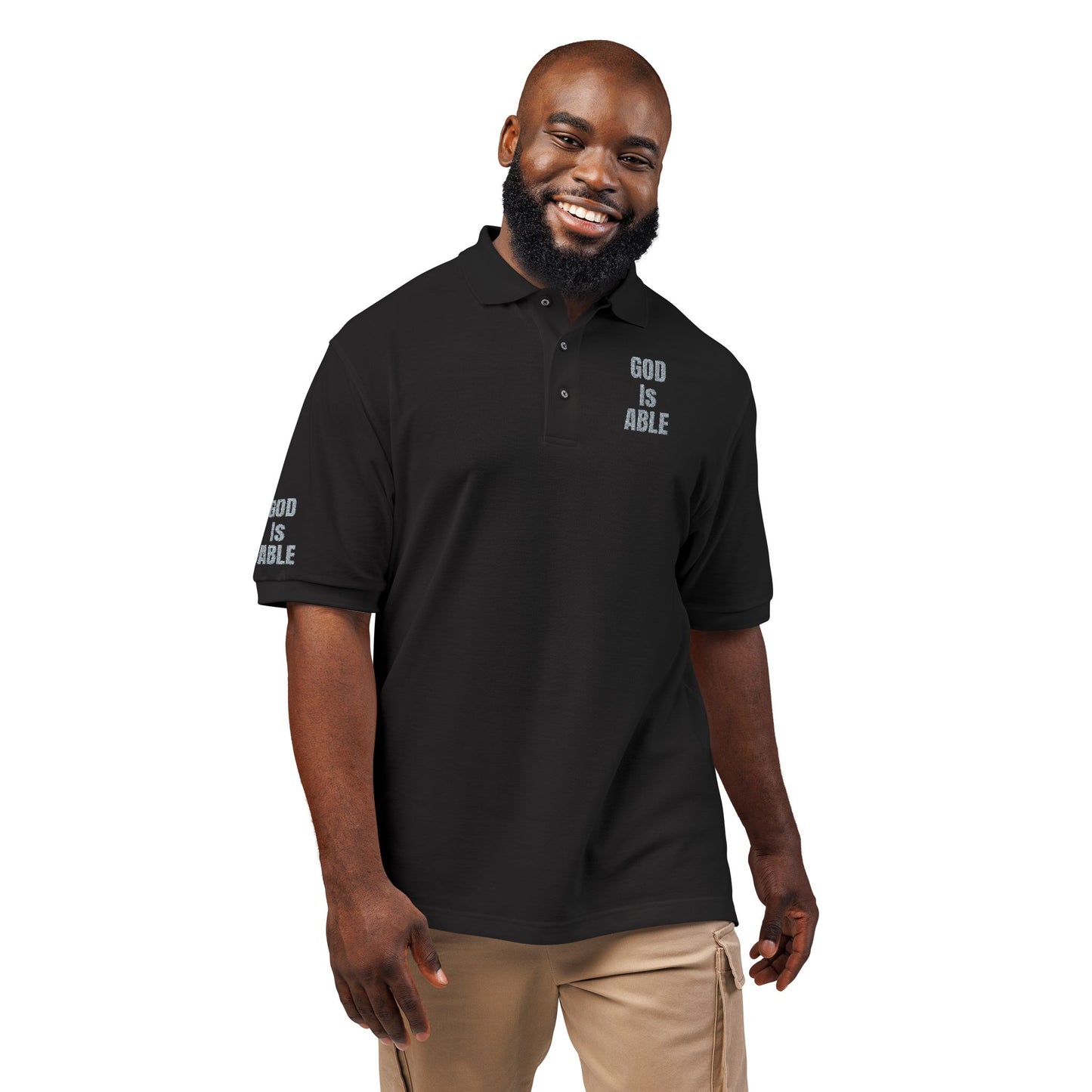 Inspirational Embroidered Polo Shirt - God is Able, Unisex Casual Wear, Perfect Gift for Faith, Daily Comfort, Church Events