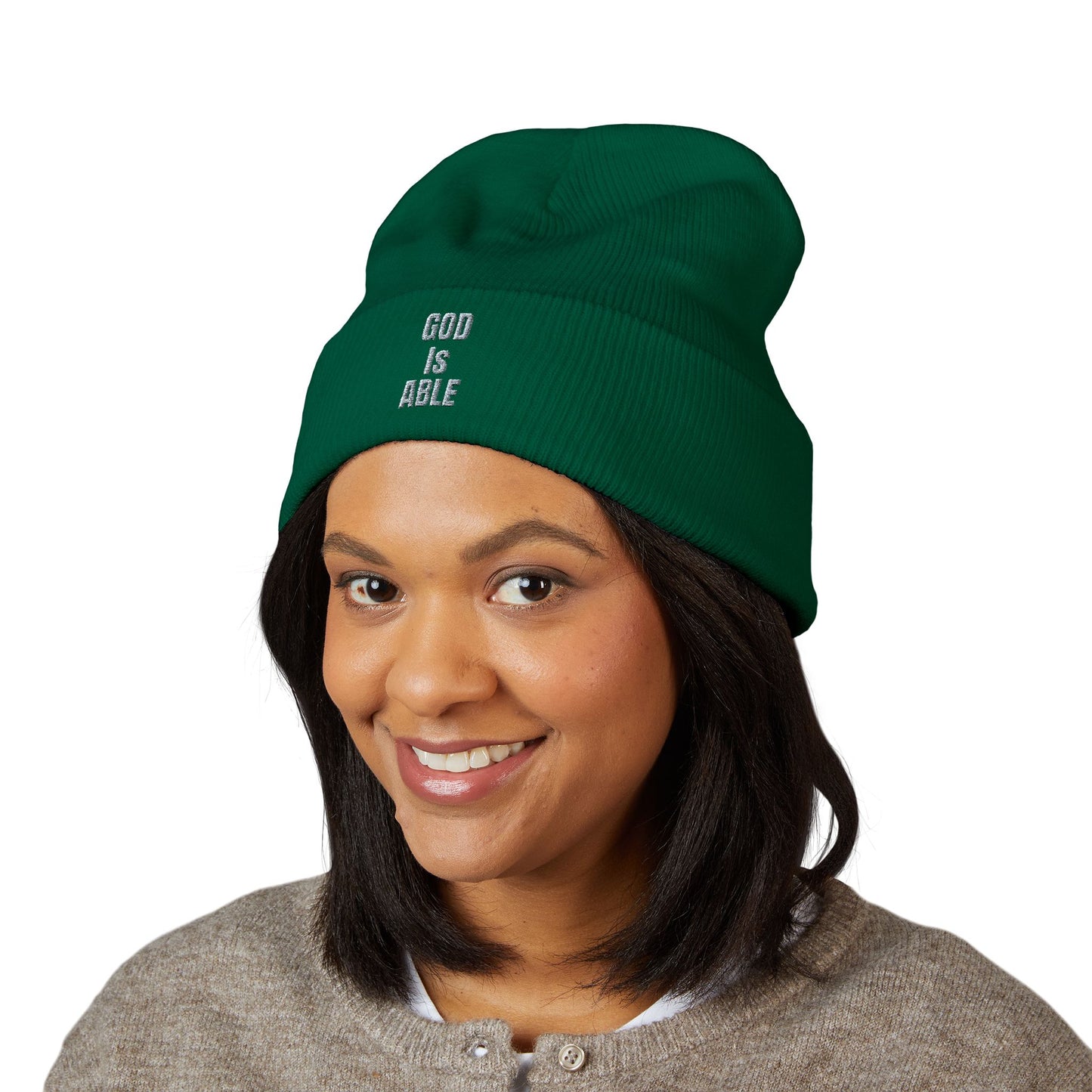 Embroidered Inspirational Beanie, Classic Cuffed Beanie, Cozy Winter Hat, Faith-Based Gift, Everyday Wear, Unique Accessory