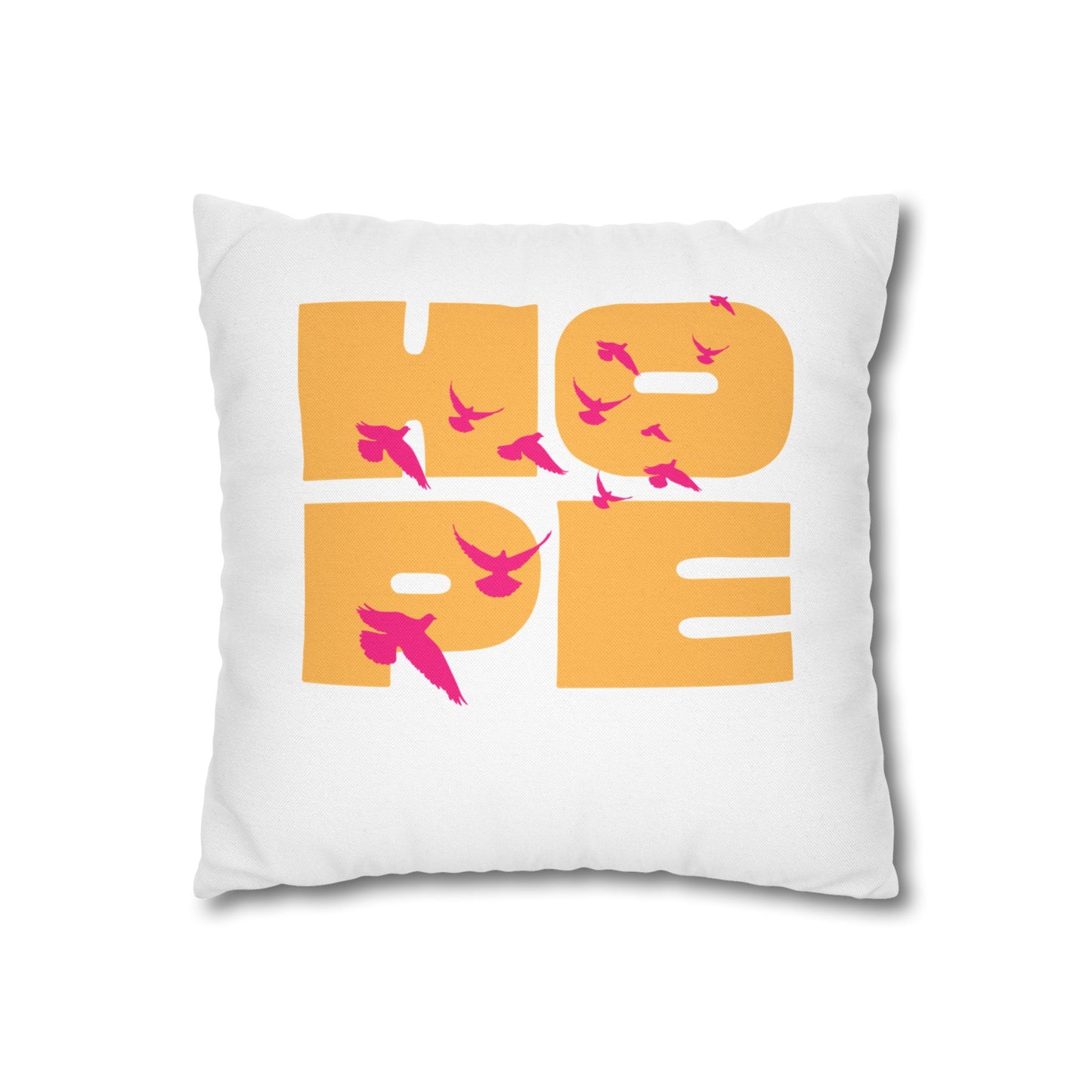Hopeful Birds Square Pillowcase - Inspirational Home Decor, Cozy Cushion, Gift for Friends, Modern Living Room Accent, Motivational Decor