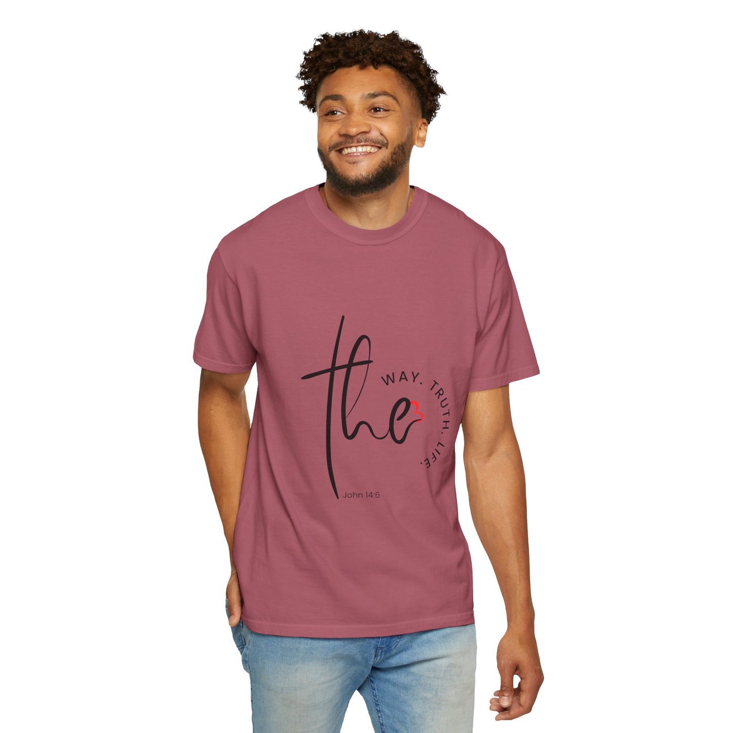 Faith-Inspired Garment-Dyed Tee – The Way, The Truth, The Life | Christian Apparel, Bible Verse T-Shirt, Religious Gift
