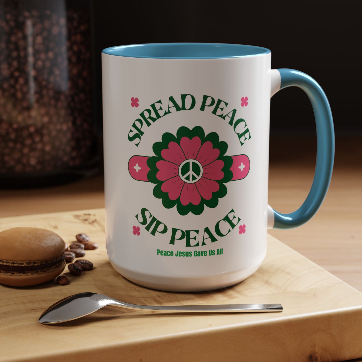 Accent Coffee Mug Ceramic Mug – Spread Peace & Sip Peace (11, 15oz)